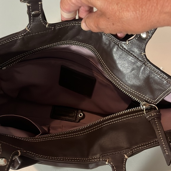 Coach Dark Brown Leather Tote - Picture 3 of 11